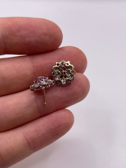 9ct gold ruby and diamond earrings