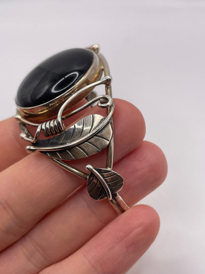 Silver onyx bangle