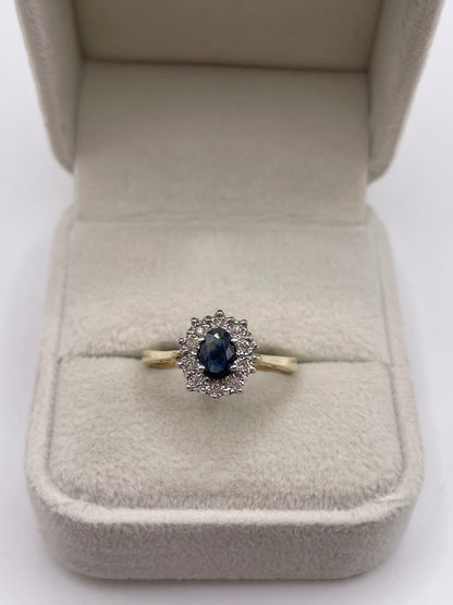 9ct gold sapphire and diamond ring