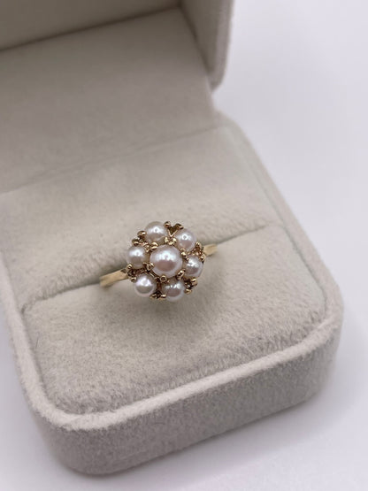 9ct gold pearl cluster ring