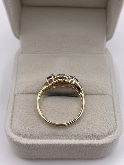 9ct gold sapphire and zircon ring