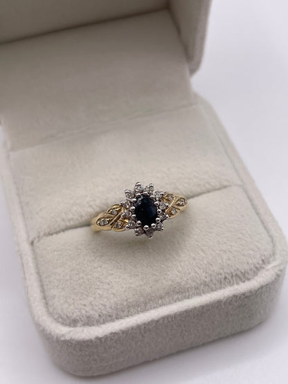 9ct gold sapphire and diamond ring