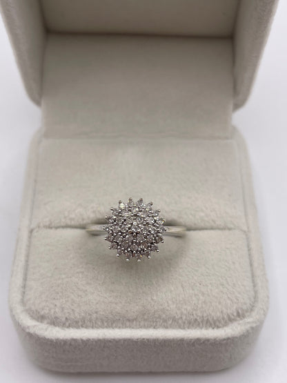 9ct white gold diamond cluster ring