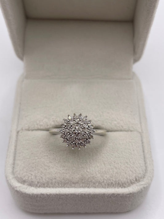 9ct white gold diamond cluster ring