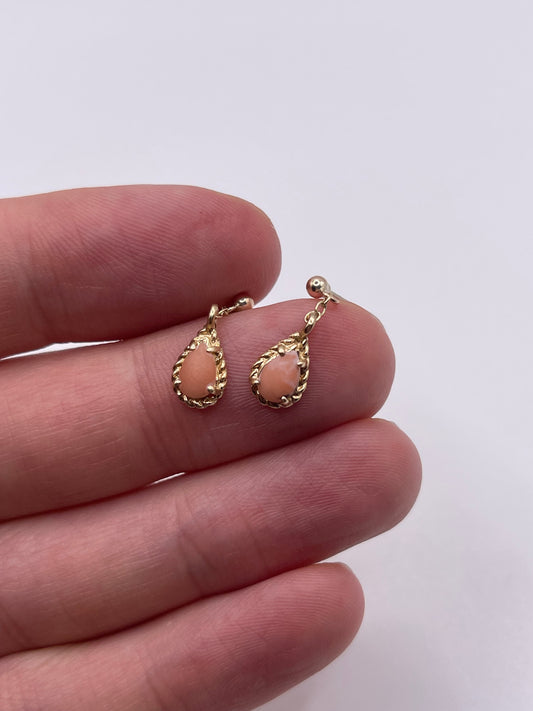 9ct gold coral earrings