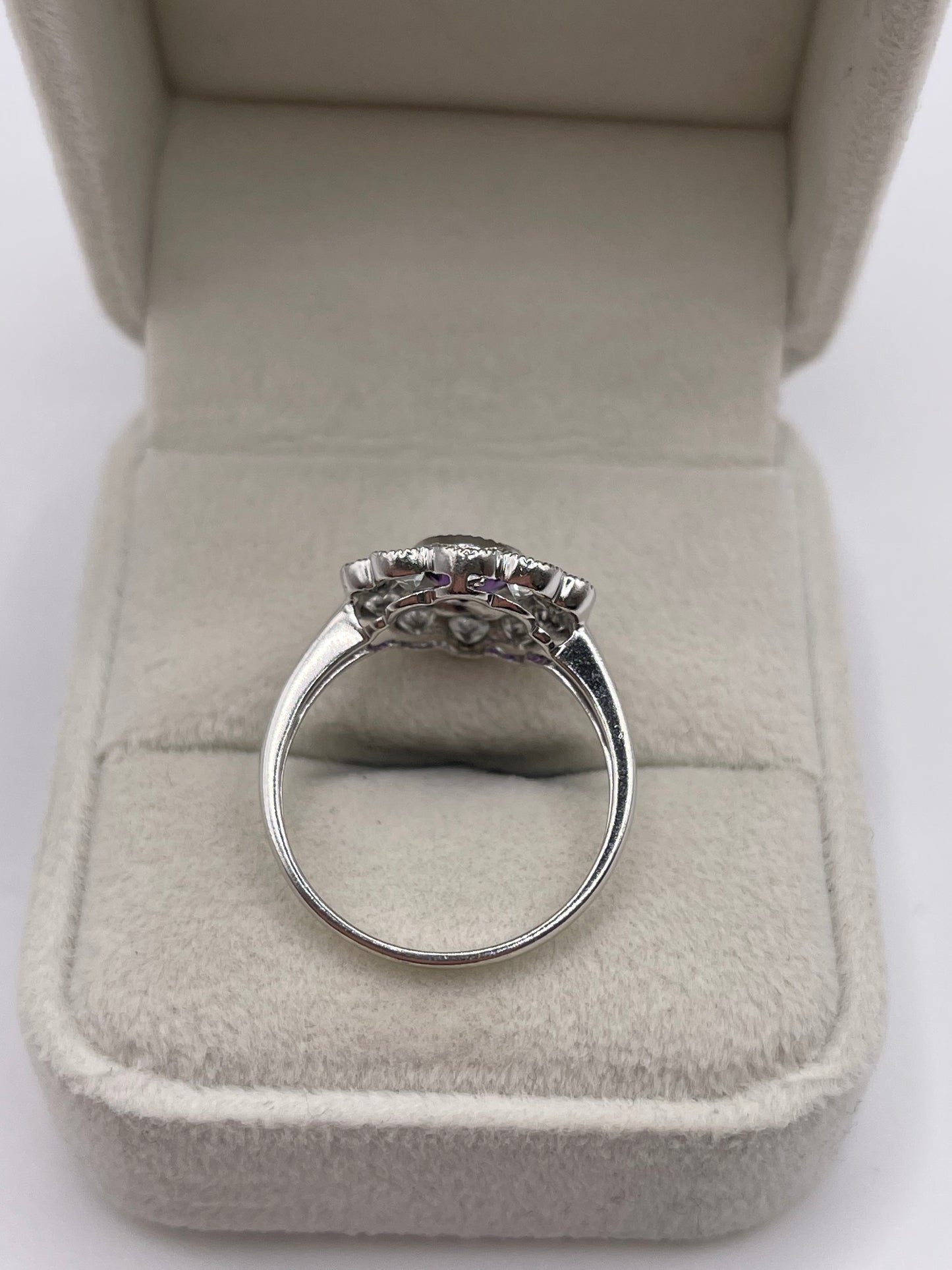 9ct white gold amethyst and aquamarine ring