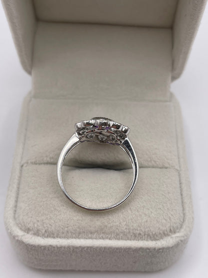 9ct white gold amethyst and aquamarine ring