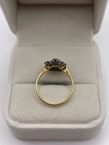 18ct gold emerald and diamond ring