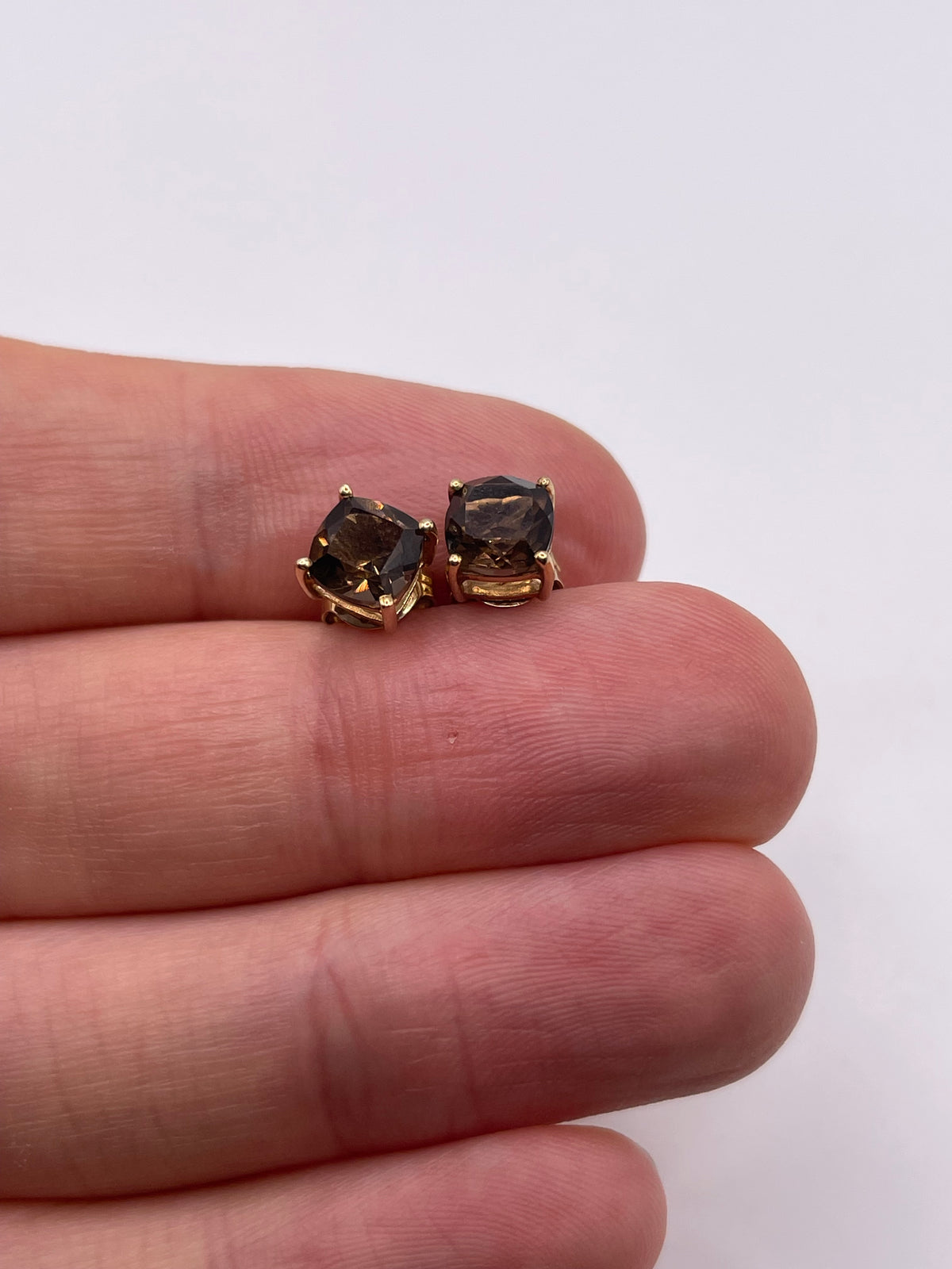 9ct gold Smokey quartz earrings