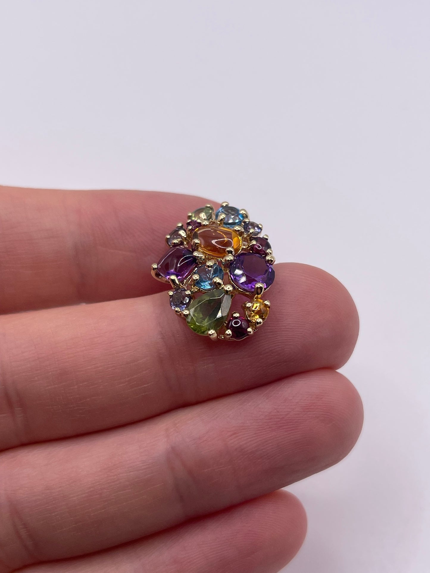 9ct gold multi gemstone pendant