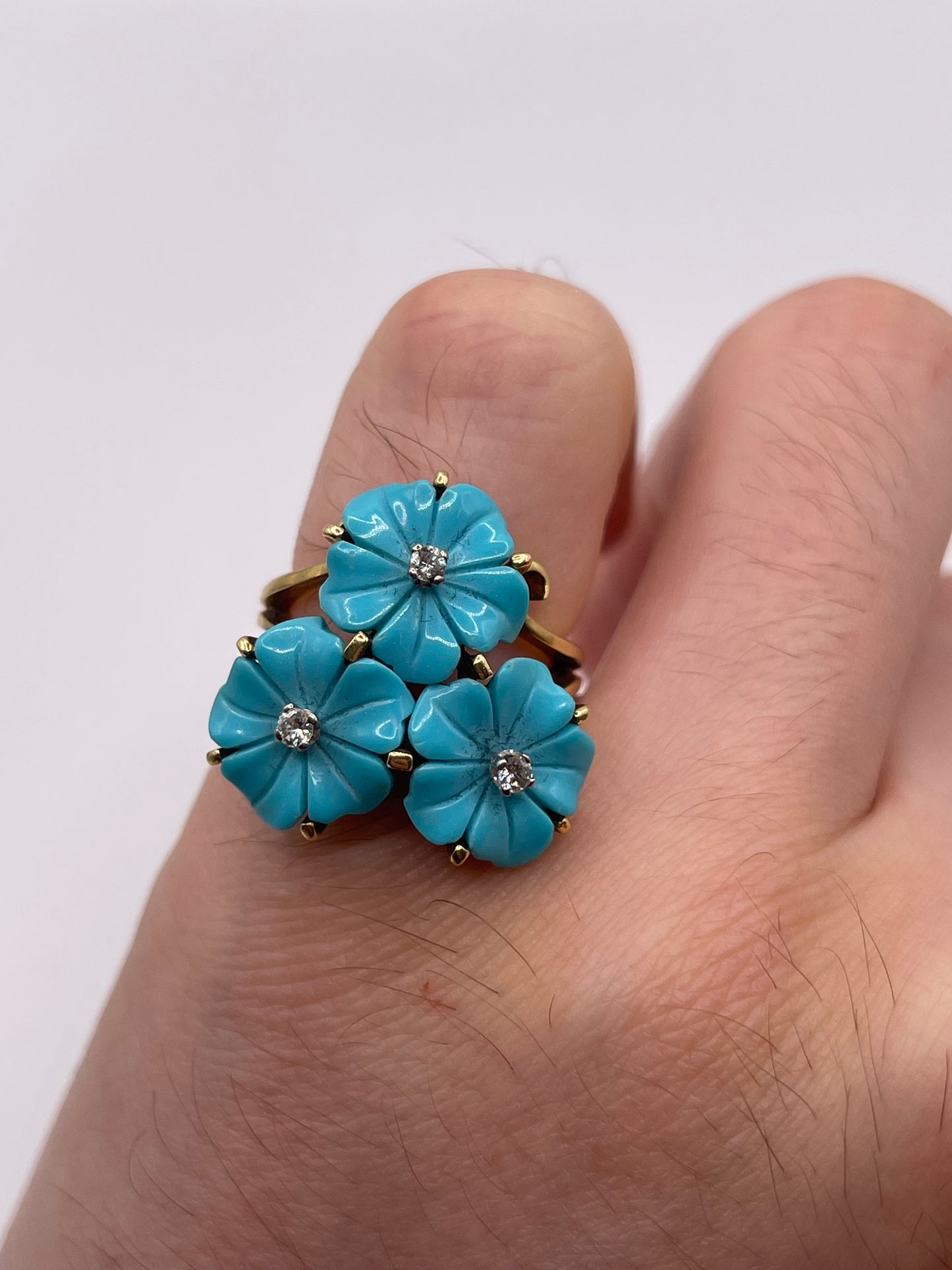 18ct gold turquoise and diamond ring