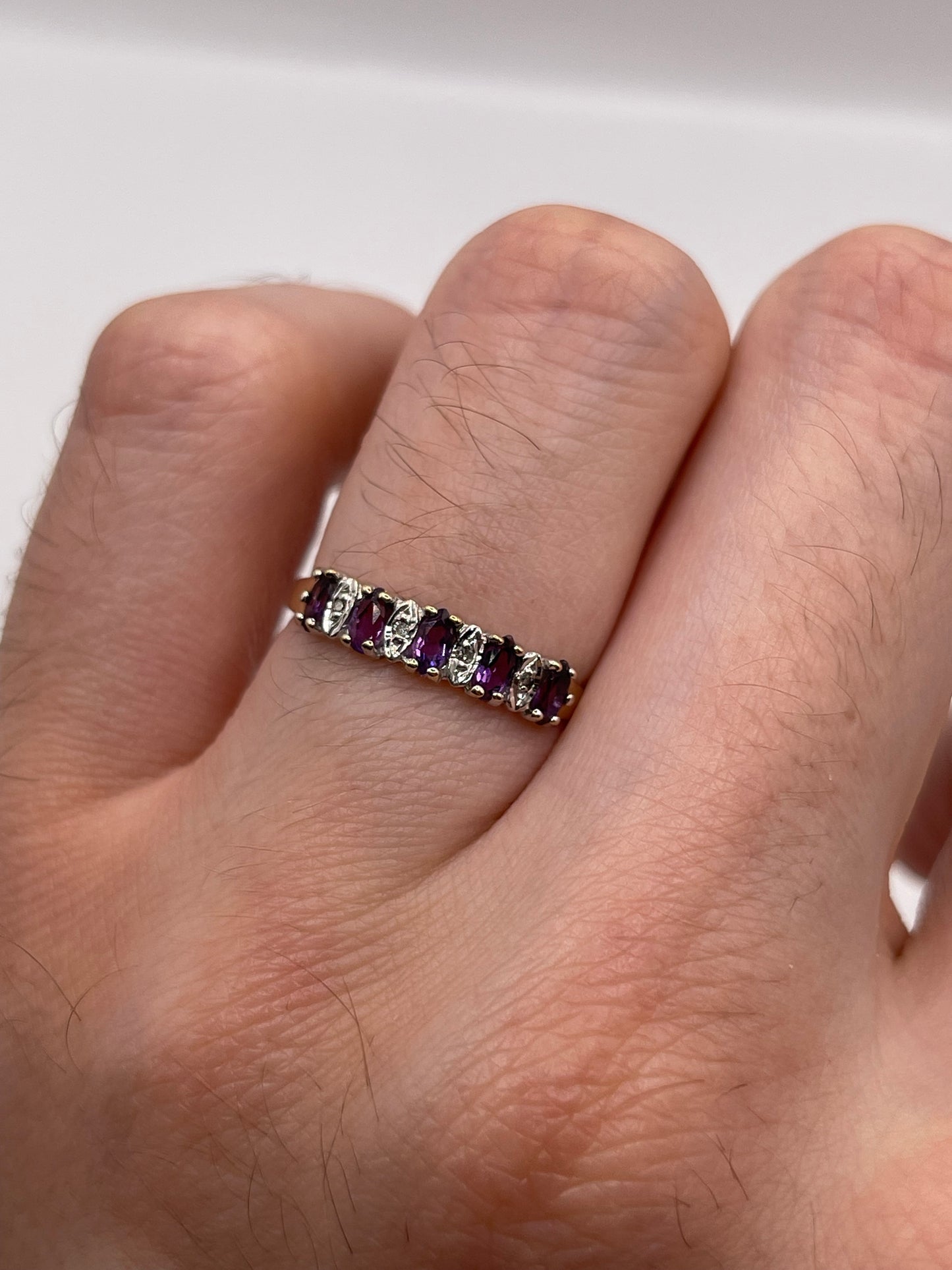 9ct gold amethyst and diamond ring