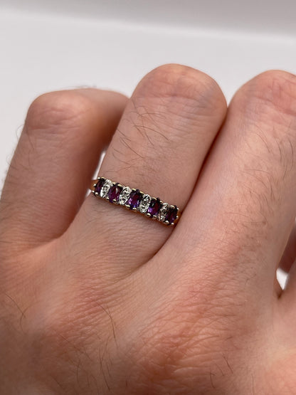 9ct gold amethyst and diamond ring