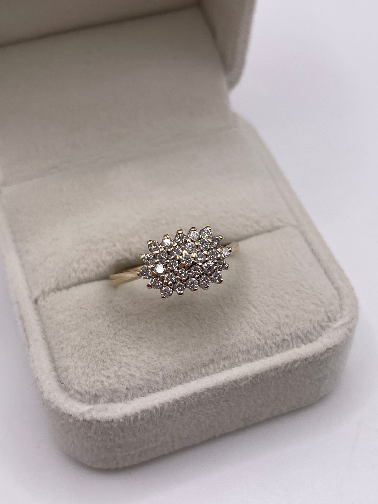 9ct gold 50 point diamond cluster ring