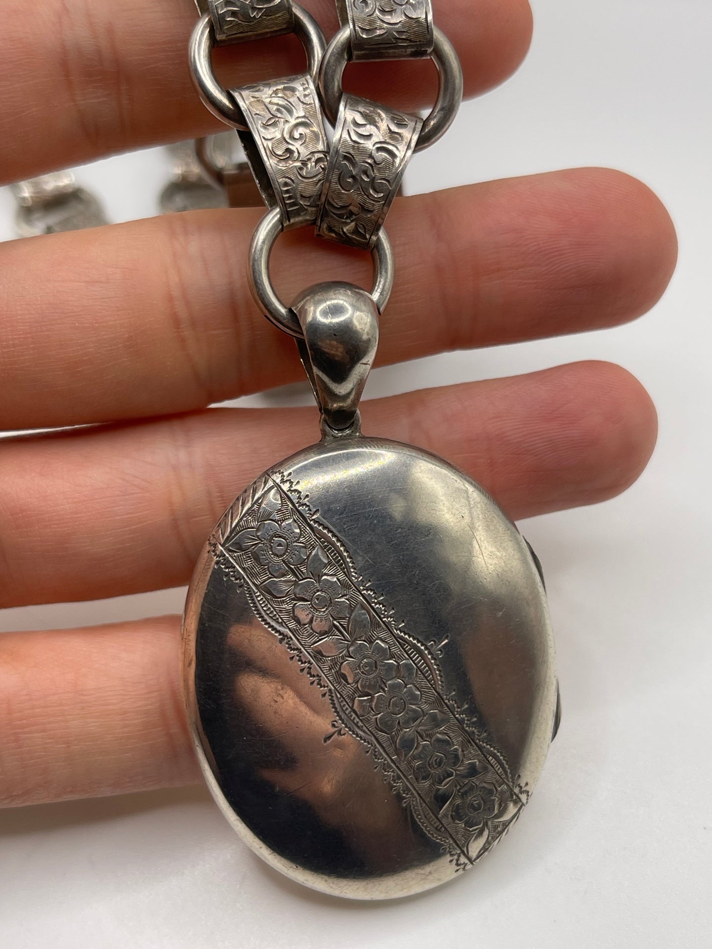 Antique silver collar and locket