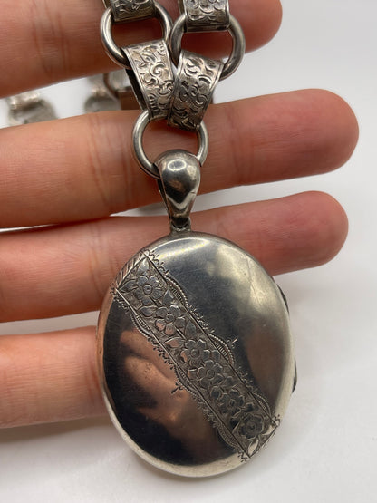 Antique silver collar and locket