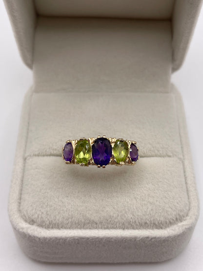 9ct gold amethyst and peridot ring
