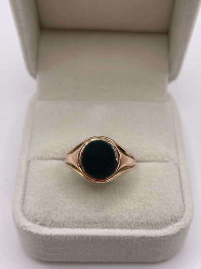 9ct rose gold bloodstone signet ring