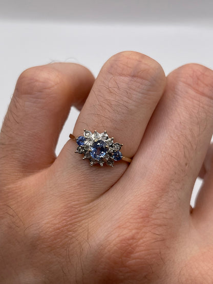 9ct gold sapphire and diamond ring