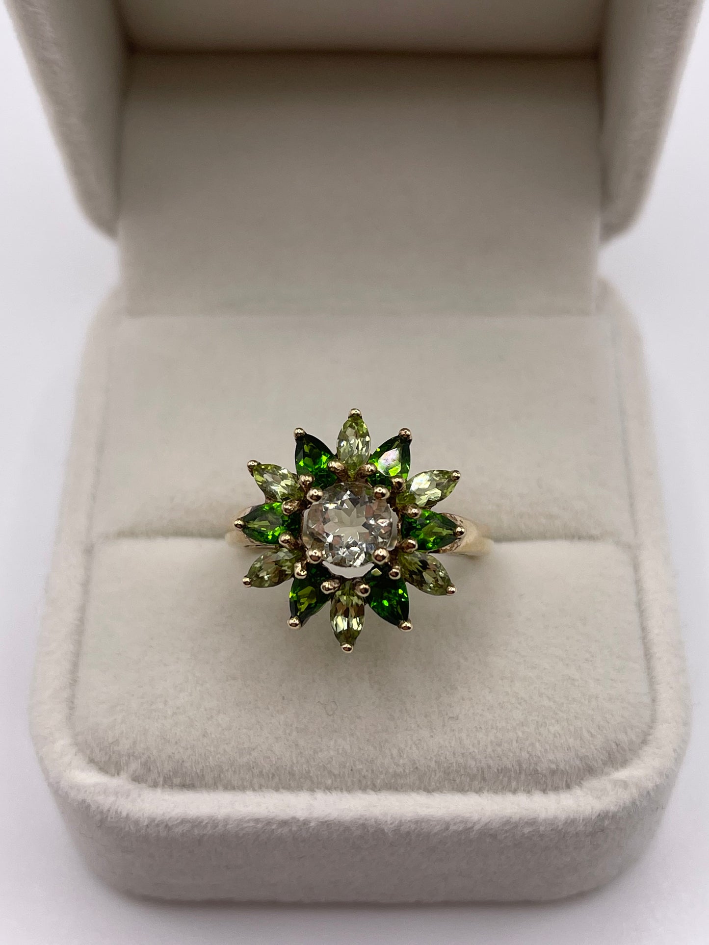 9ct gold multi gemstone cluster ring