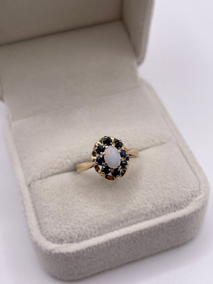 9ct gold opal and sapphire ring