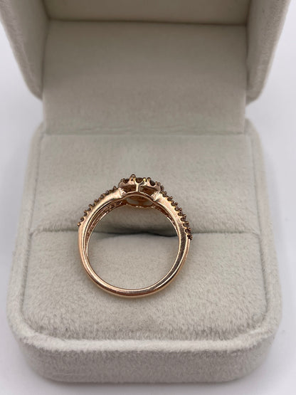 9ct rose gold cognac diamond cluster ring