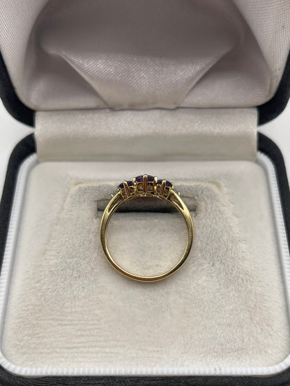 9ct gold amethyst and diamond ring