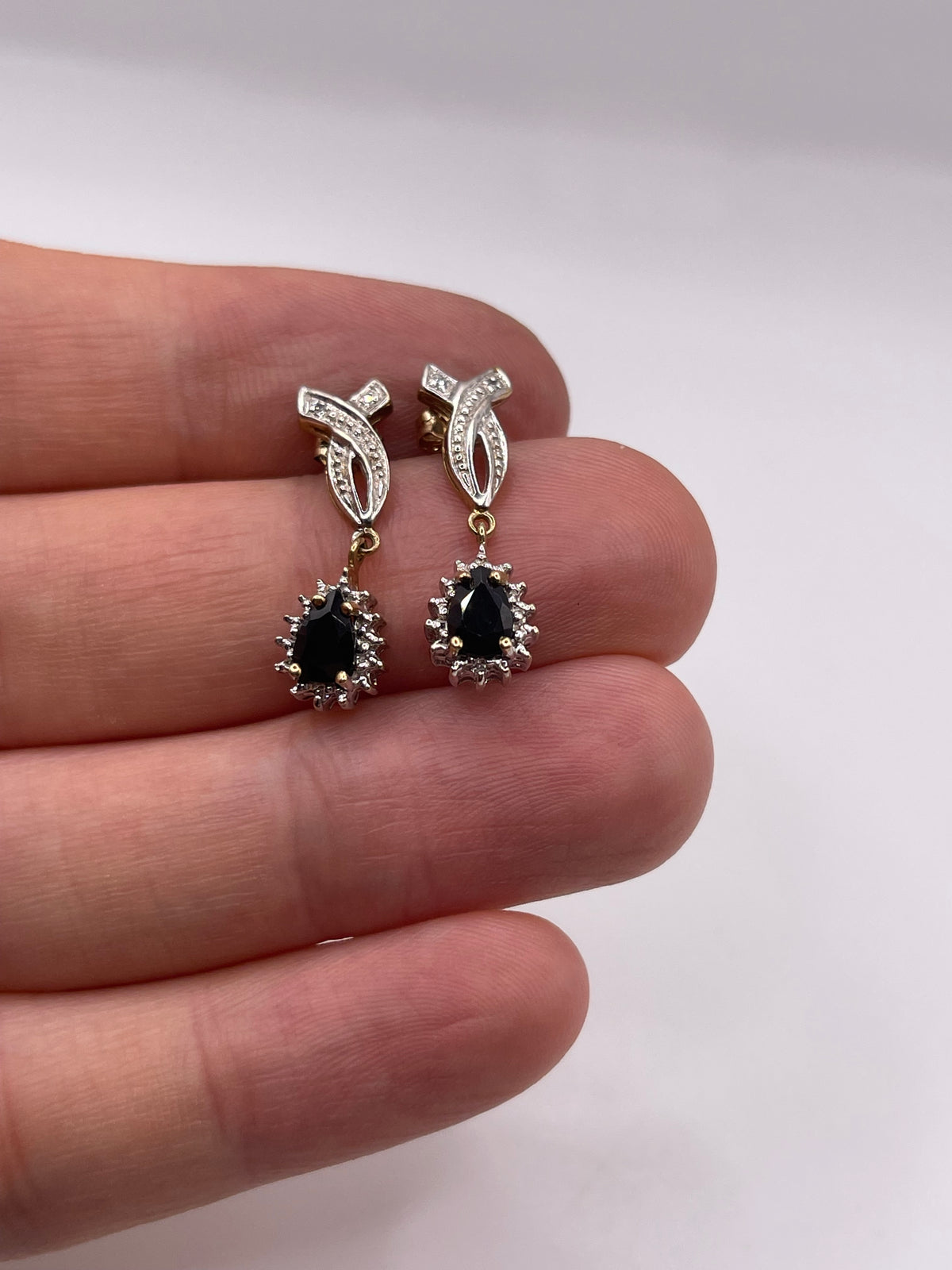 9ct gold sapphire and diamond earrings