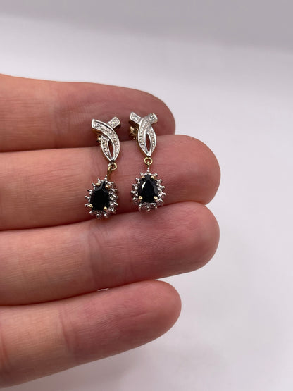 9ct gold sapphire and diamond earrings