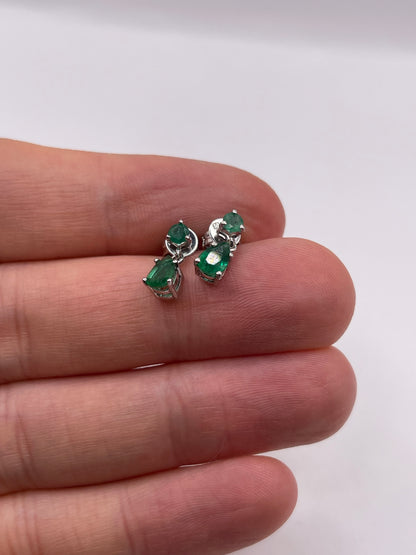 9ct white gold emerald earrings
