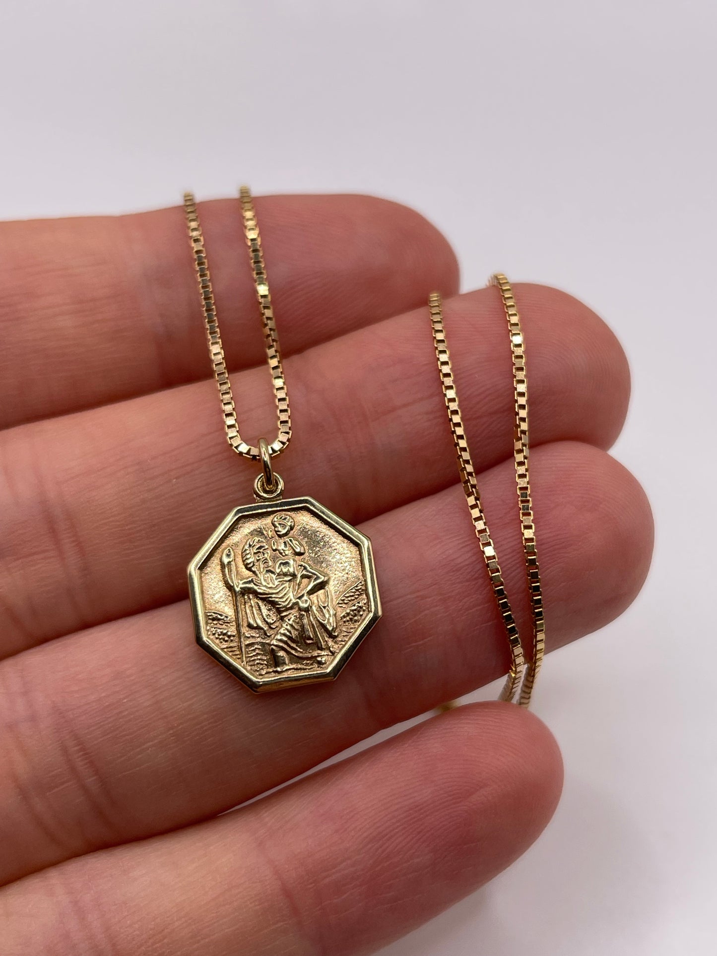 9ct gold st Christopher necklace