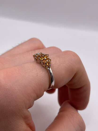Silver orange sapphire ring