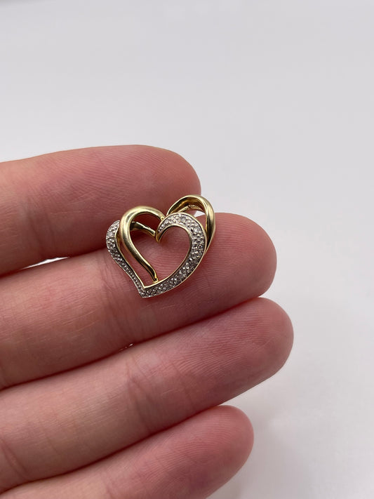 9ct gold diamond heart pendant