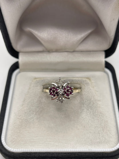 9ct gold ruby and diamond ring