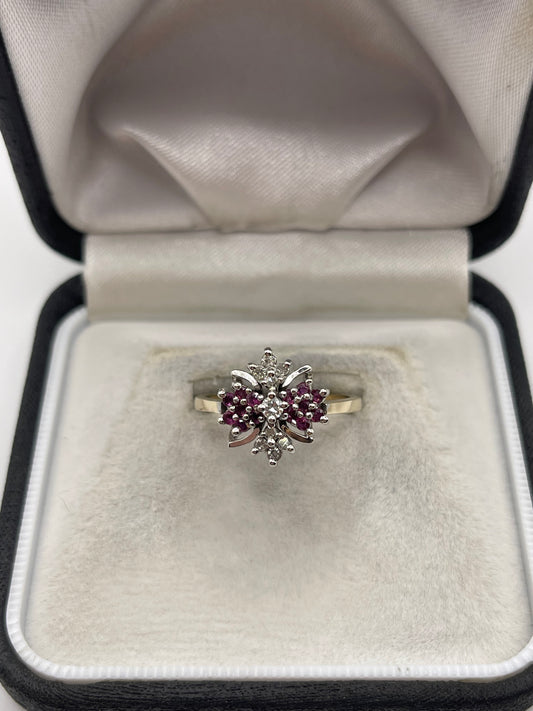 9ct gold ruby and diamond ring