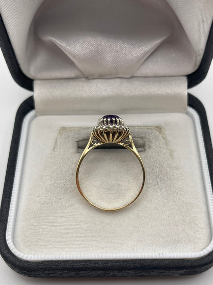 9ct gold amethyst and diamond ring