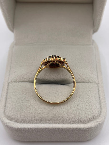 9ct gold garnet cluster ring