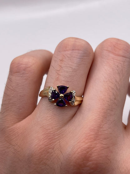 9ct gold amethyst and diamond ring