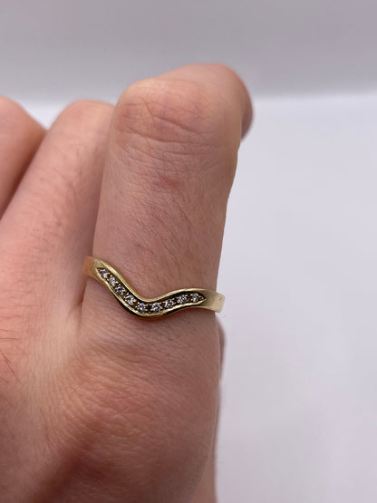 9ct gold diamond wishbone ring