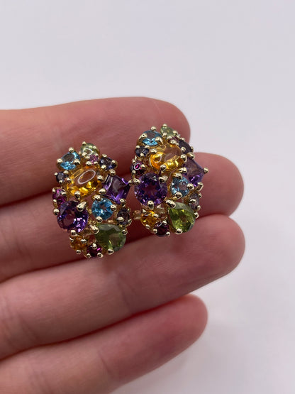 9ct gold multi gemstone earrings