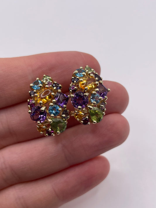 9ct gold multi gemstone earrings