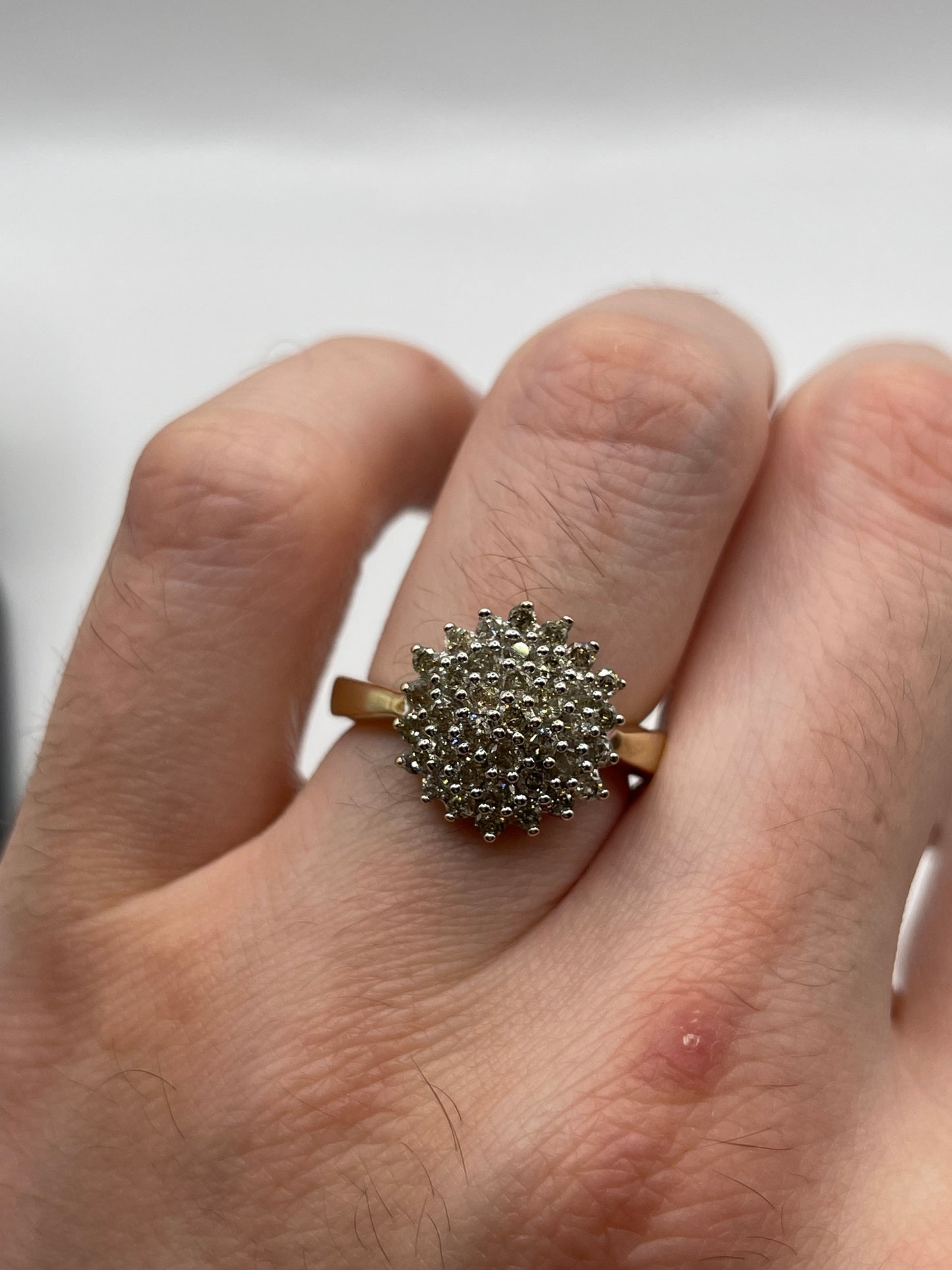 9ct gold 1ct diamond cluster ring