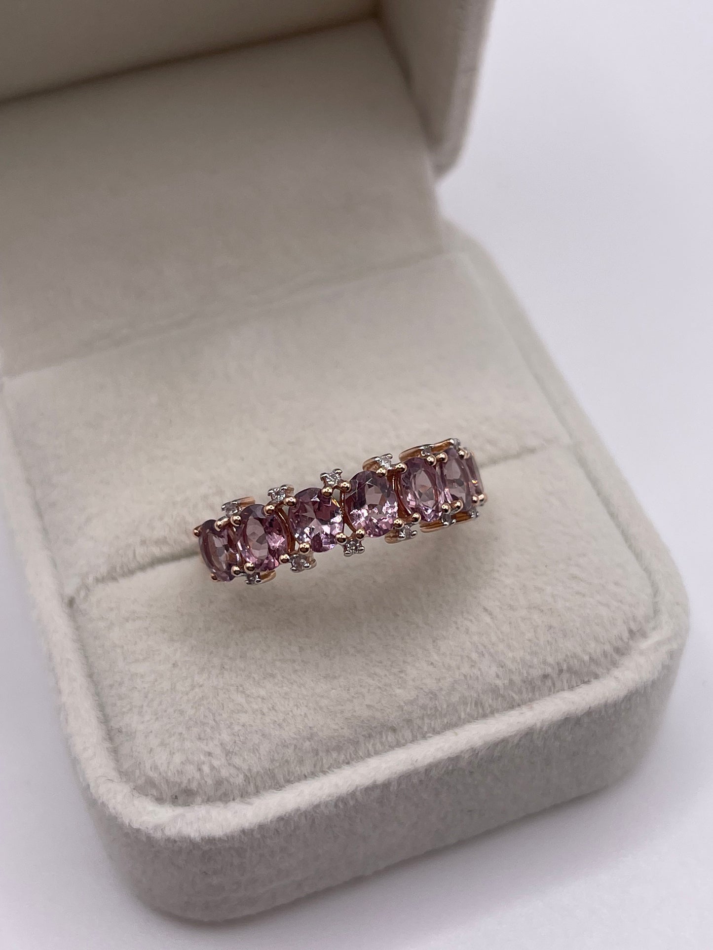 9ct rose gold quartz and zircon ring
