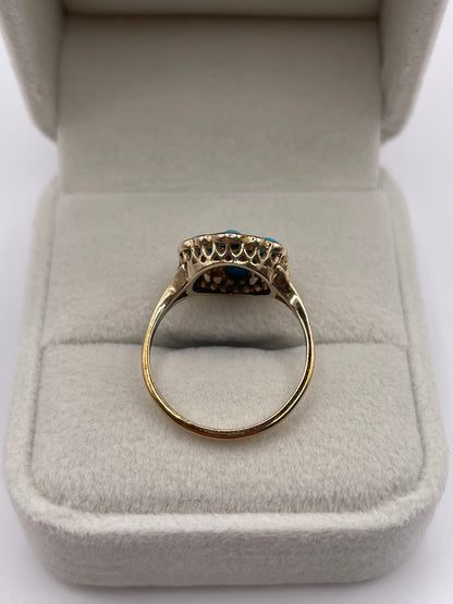 9ct gold turquoise and diamond ring