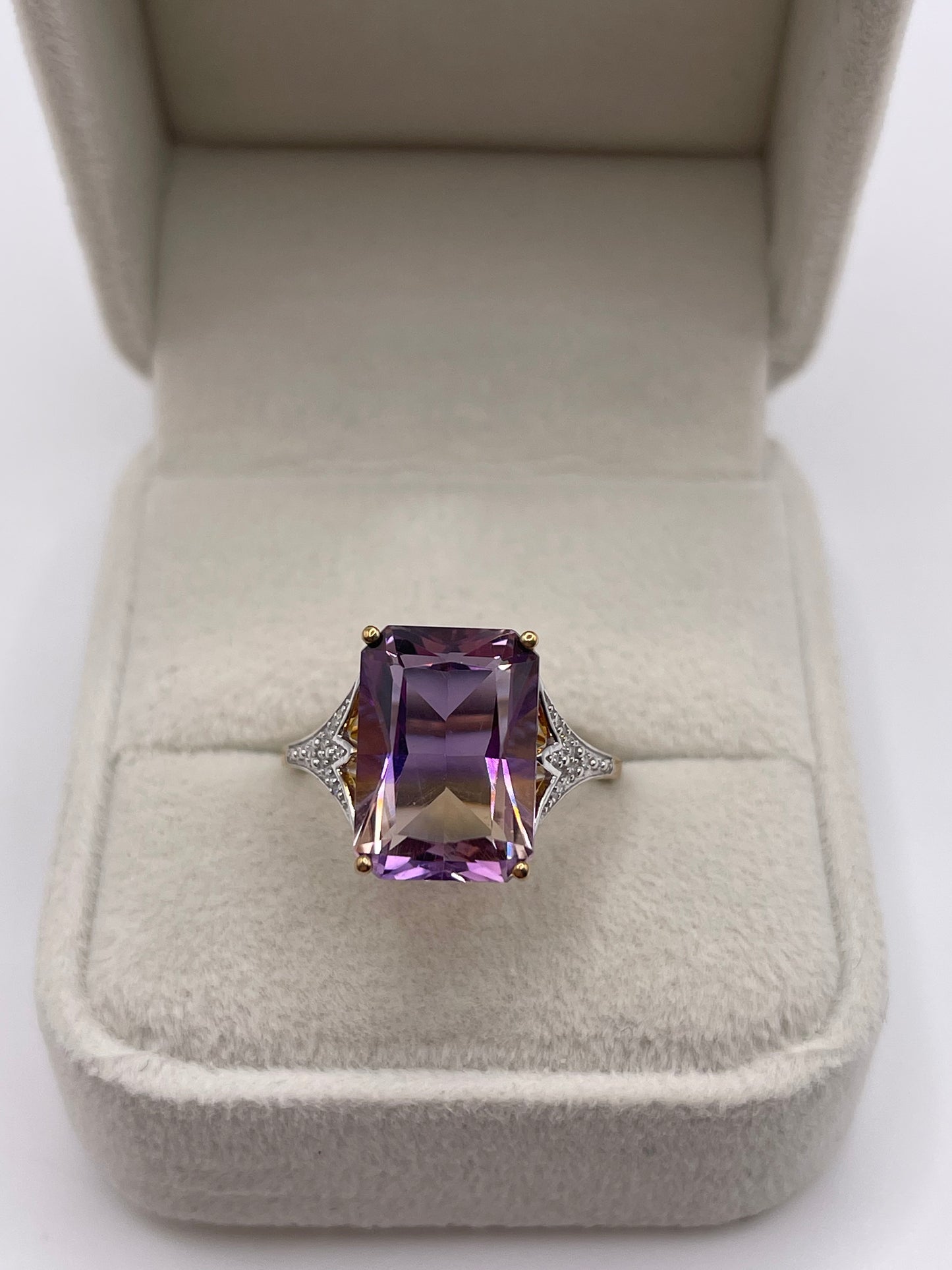 9ct gold ametrine and diamond ring