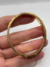 Load image into Gallery viewer, Antique 9ct rose gold synthetic sapphire and diamond bangle
