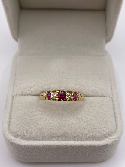 Antique 18ct gold ruby and diamond ring