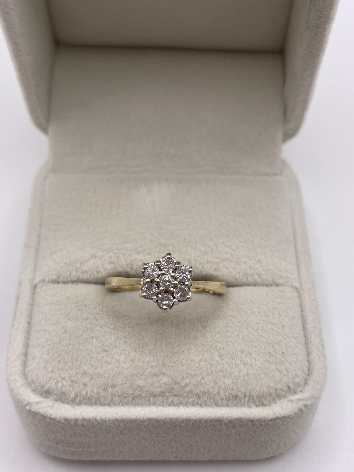 9ct gold 33 point diamond cluster ring