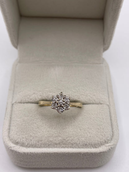 9ct gold 33 point diamond cluster ring
