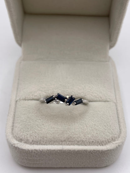 9ct white gold sapphire and diamond ring